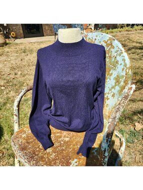 Mock Neck Qualfort Viscose Plum Sweater Ladies Size L